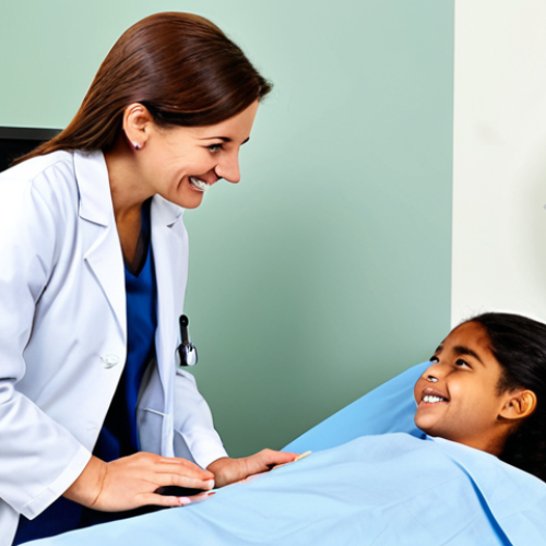 Home 6 **
A doctor, fully clothed in a professional white coat, smiling reassuringly while explaining a CT scan image to a concerned, fully clothed patient and their family. The CT scan shows a cross-section of the abdomen with a clearly marked area of concern (cancer). The setting is a clean, modern doctor's office. Safe for work, appropriate content, modest setting, family-friendly. Perfect anatomy, correct proportions, natural pose, well-formed hands.
**